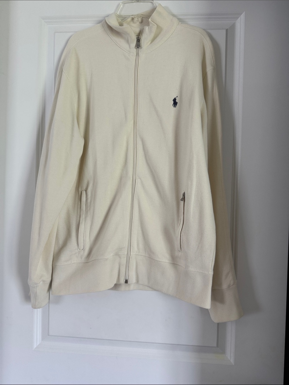 Polo by Ralph Lauren Cream Full-Zip Track Jacket with Navy Pony